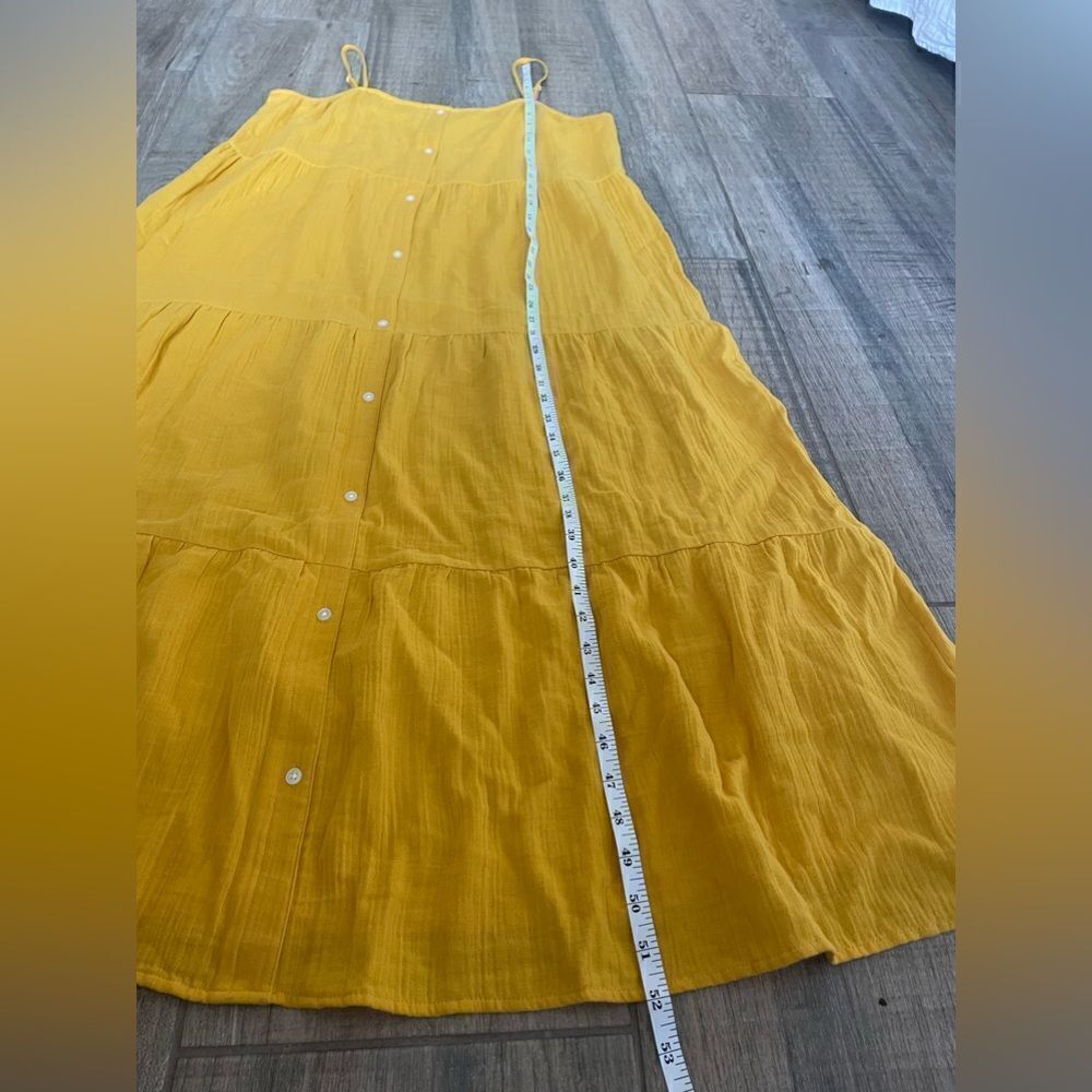 NWT Loft Cotton Golden Yellow tiered Maxi dress. LP - Picture 6 of 7